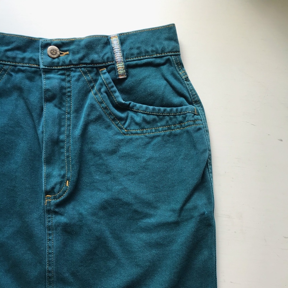 high waisted denim mini skirt